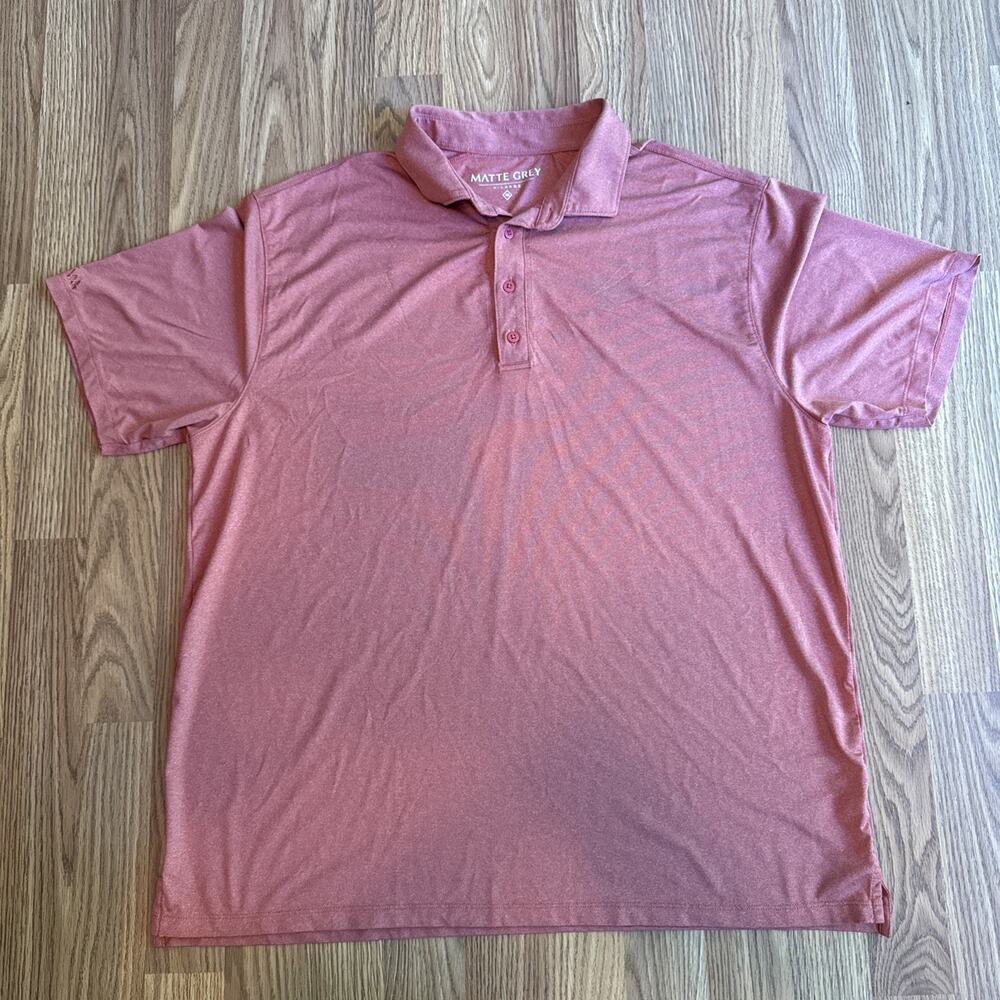 Matte Grey Hous of Grey Polo Shirt Mens XL Red Short Sleeve Active Golf
